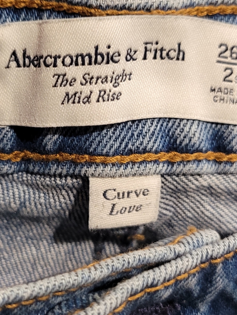 Abercrombie & Fitch The Straight Mid Rise Jeans Womens 2 Short, 28W Curve Love - Picture 4 of 5